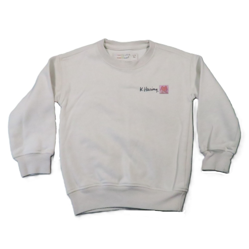Abercrombie Kids Keith Haring Sweatshirt Kids 5/6 Beige Heart Trevor Project 90s